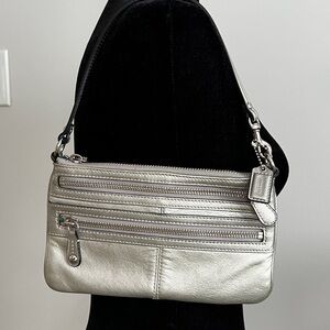Coach Silver Leather Shoulder Bag